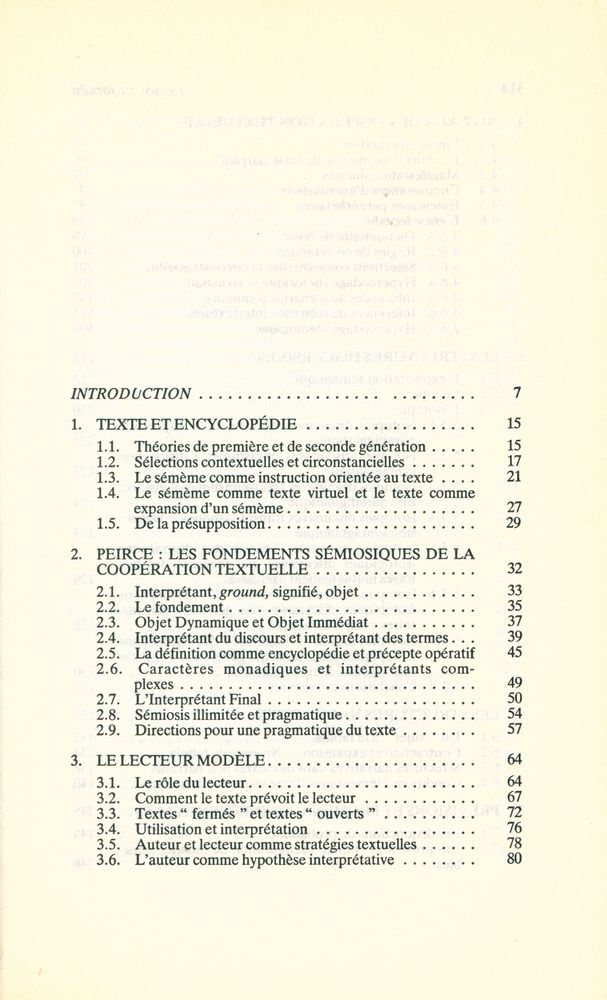 『LECTOR IN FABULA ou la Coopération interprétative dans les textes narratifs』 2