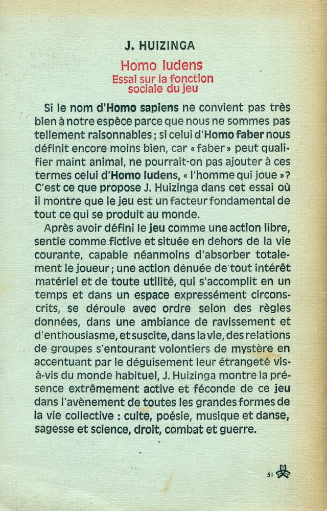 『Homo ludens : Essai sur la fonction sociale du jeu』 3