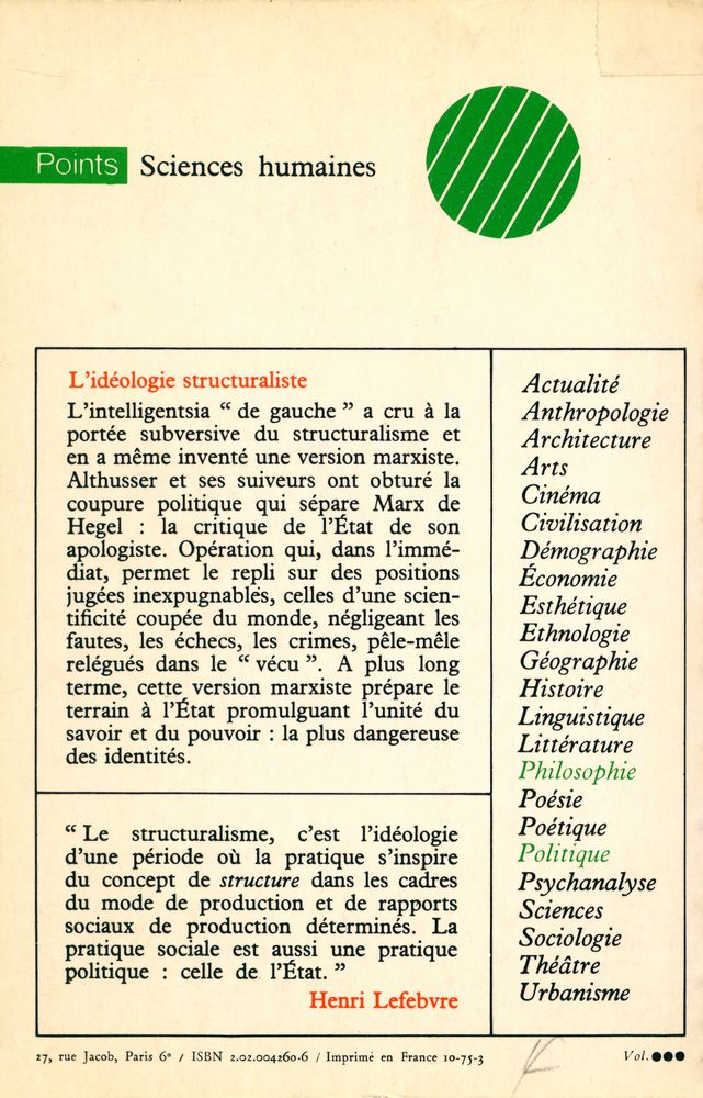 『L'idéologie structuraliste』 3
