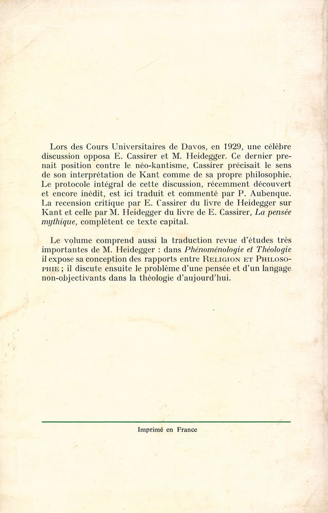 『Débat sur le Kantisme et la Philosophie(Davos, mars 1929)』 4