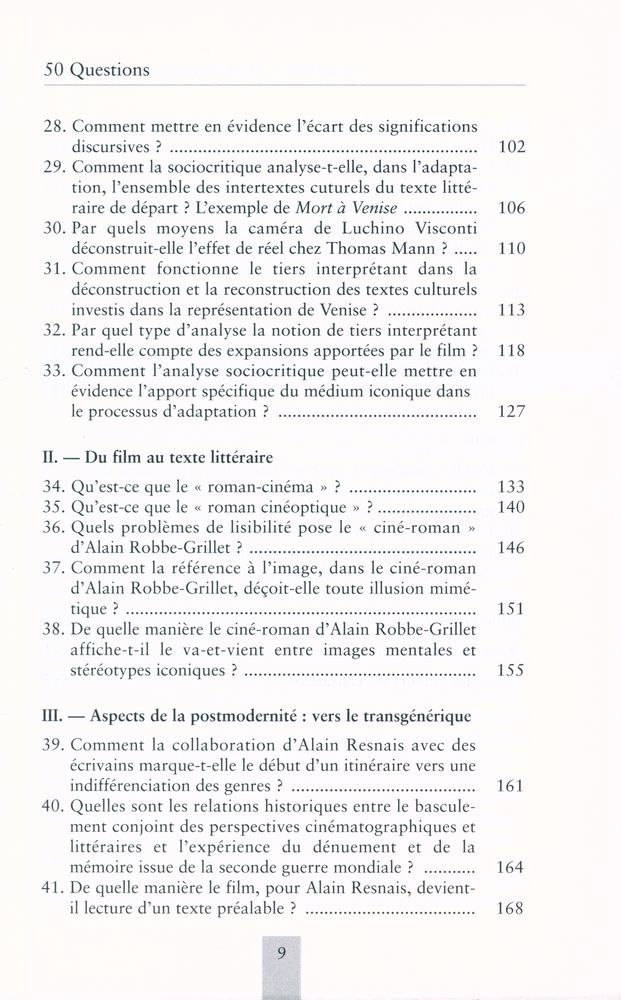 『50 QUESTIONS: L'adaptation cinématographique et littéraire』 4