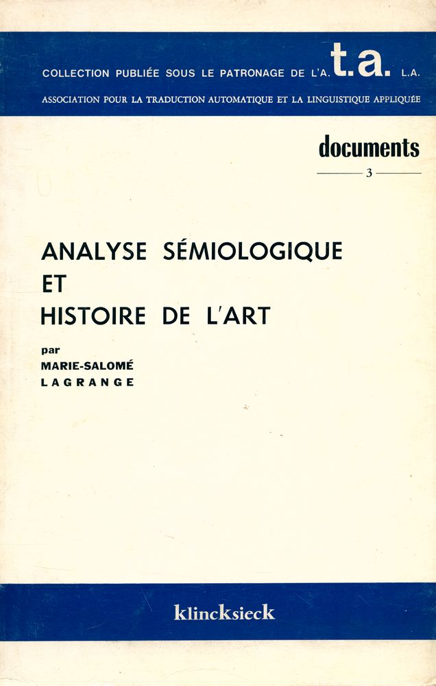 『ANALYSE SÉMIOLOGIQUE ET HISTOIRE DE L'ART』 1