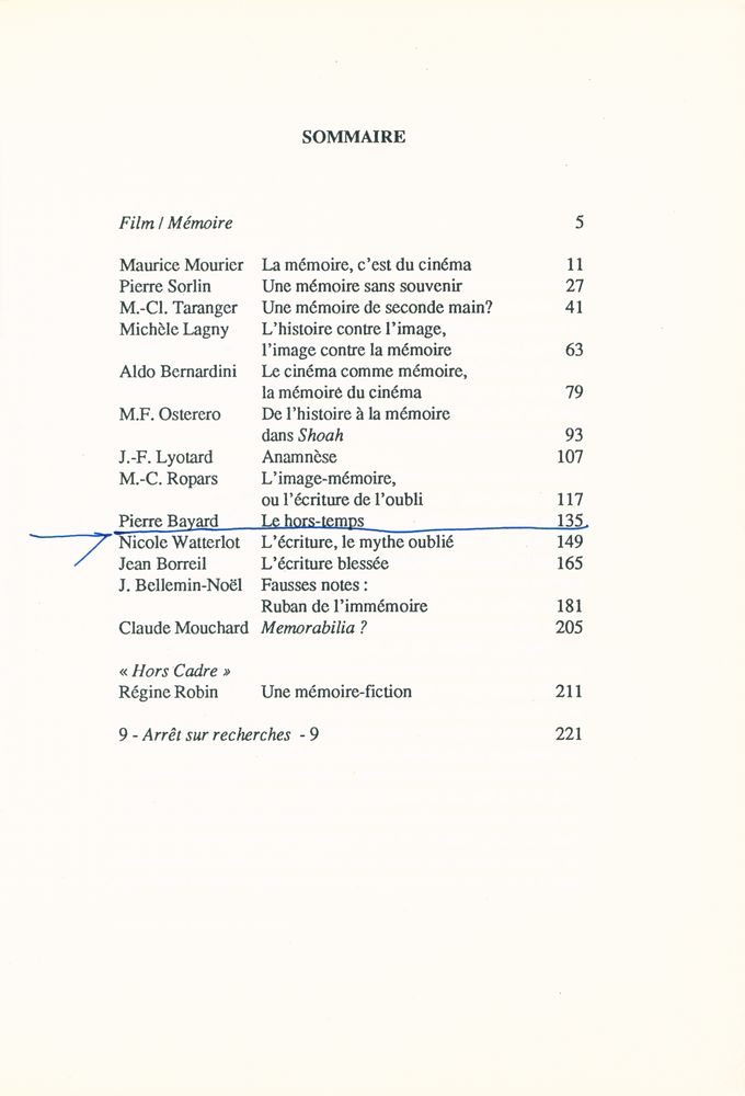 『HORS CARDE Le cinéma à travers champs disciplinaires』 1983 2