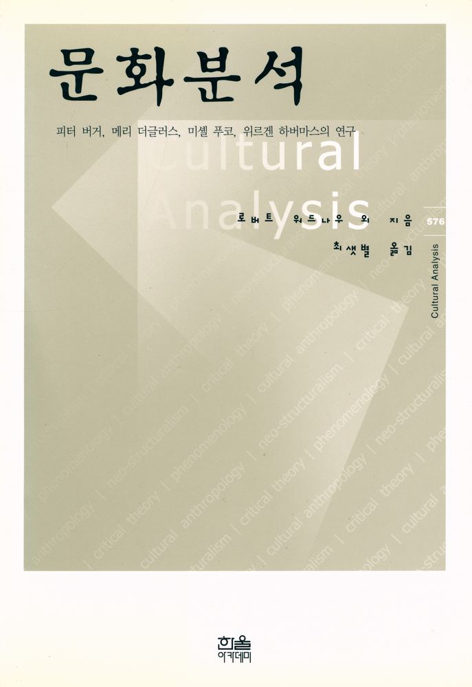 『아카데미번호 576 - 문화분석 : 피터 버거, 메리 더글러스, 미셸 푸코, 위르겐 하버마스의 연구』 1