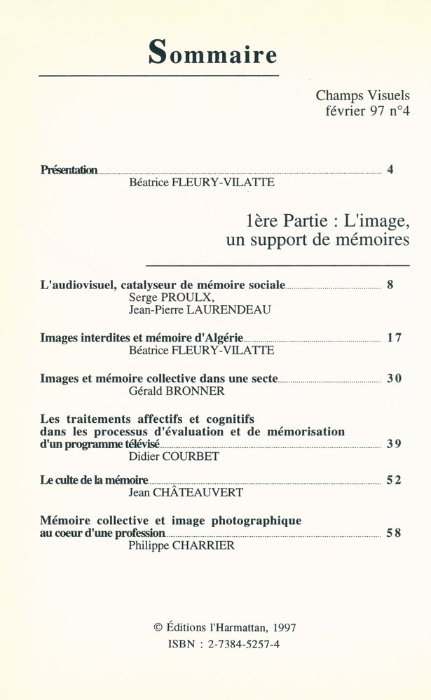 『CHAMPS VISUELS』 n° 4 Février 1997 2