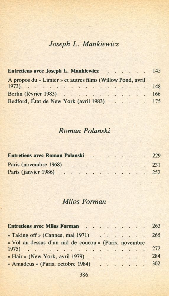 『PASSEPORT POUR HOLLYWOOD : Entretiens avec Wilder, Huston, Mankiewicz, Polanski, Forman, Wenders』 3