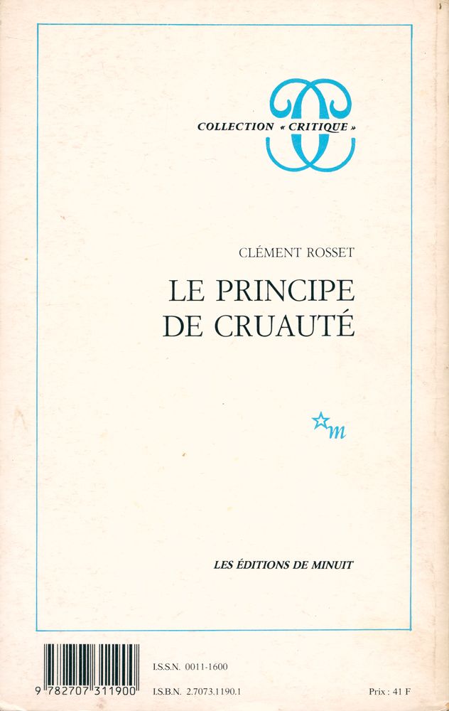 『CRITIQUE』 TOME XLVI - N° 497 3