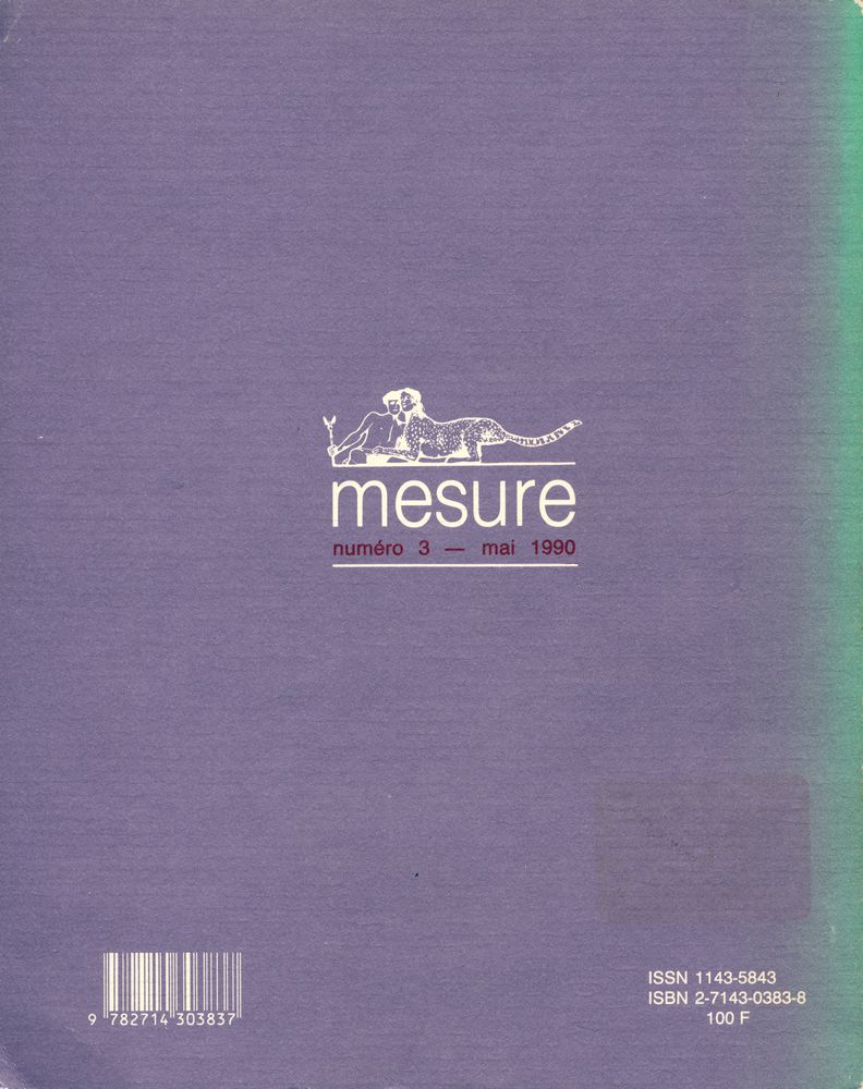 『mesure: la réthorique aujourd'hui』 1990, numéro 13 3