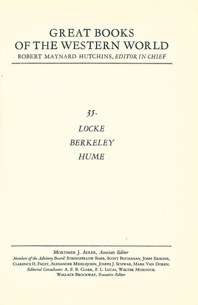『GREAT BOOKS OF THE WESTERN WORLD : 35 LOKE, BERKELEY, HUME』 1