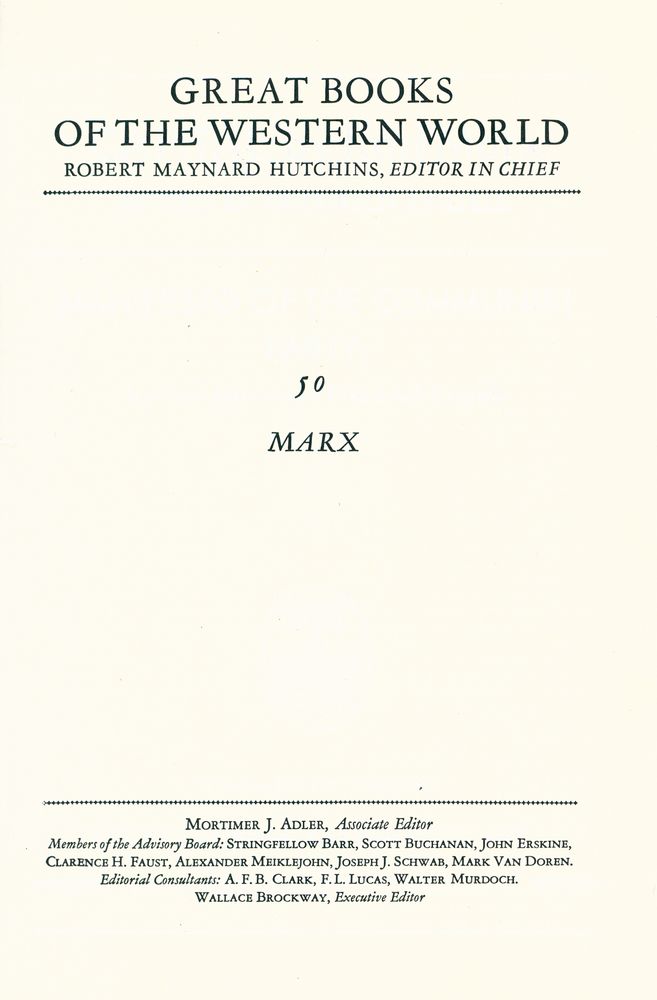 『GREAT BOOKS OF THE WESTERN WORLD : 50 MARX』 1