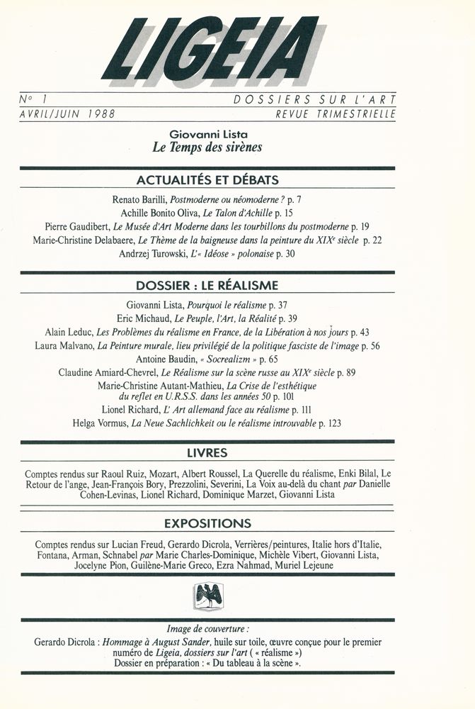 『LIGEIA』 Nº 1 AVRIL/JUIN 1988 2