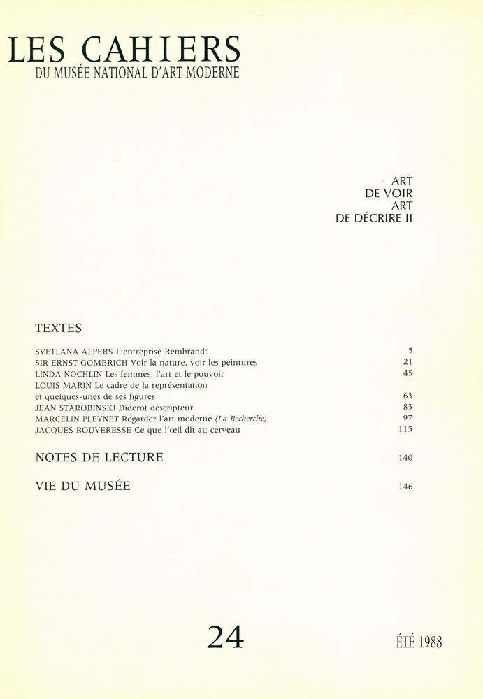 『LES CAHIERS DU MUSÉE NATIONAL D'ART MODERNE』 24 ÉTÉ 1988 2