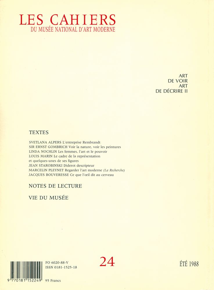 『LES CAHIERS DU MUSÉE NATIONAL D'ART MODERNE』 24 ÉTÉ 1988 3