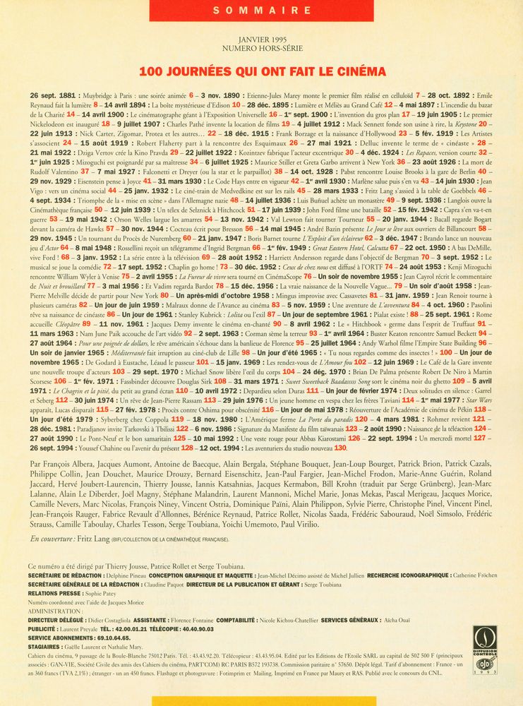 『CAHIERS DU CINEMA』  numéro spécial 1995 2