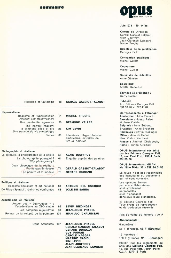 『opus INTERNATIONAL』 Nº 44/45 Juin 1973 2