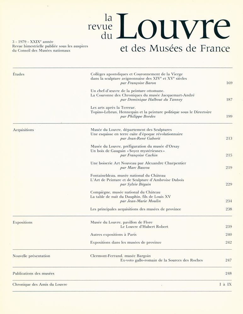 『la revue du Louvre et des Musées de France』 3 - 1979 2
