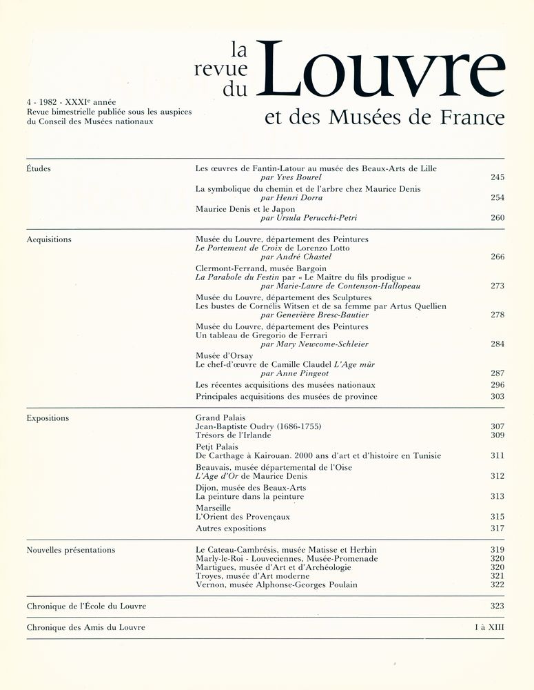 『la revue du Louvre et des Musées de France』 4 - 1982 2
