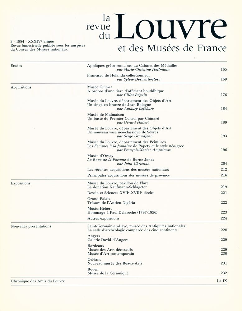 『la revue du Louvre et des Musées de France』 3 - 1984 2