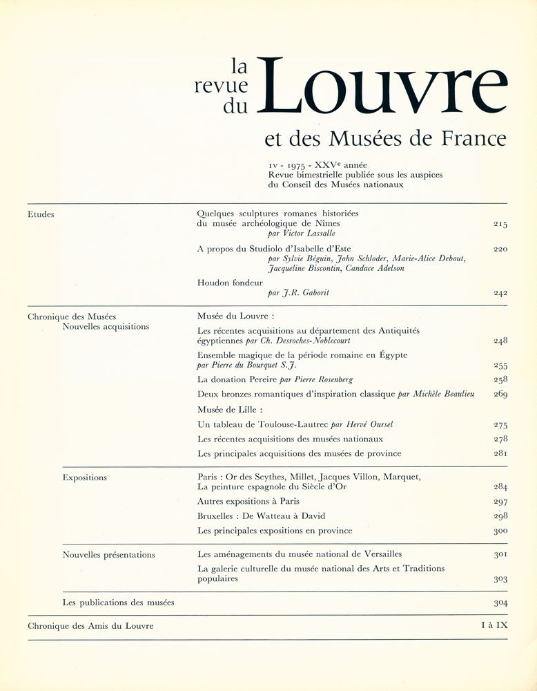 『la revue du Louvre et des Musées de France』 4 - 1975 2