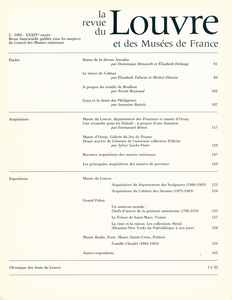 『la revue du Louvre et des Musées de France』 2 - 1984 2
