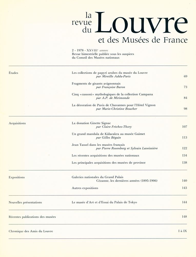 『la revue du Louvre et des Musées de France』 2 - 1978 2