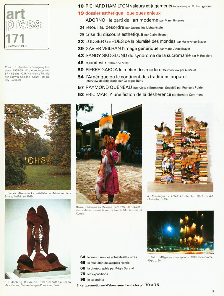 『art press』 171 JUILLET/AOUT 1992 2