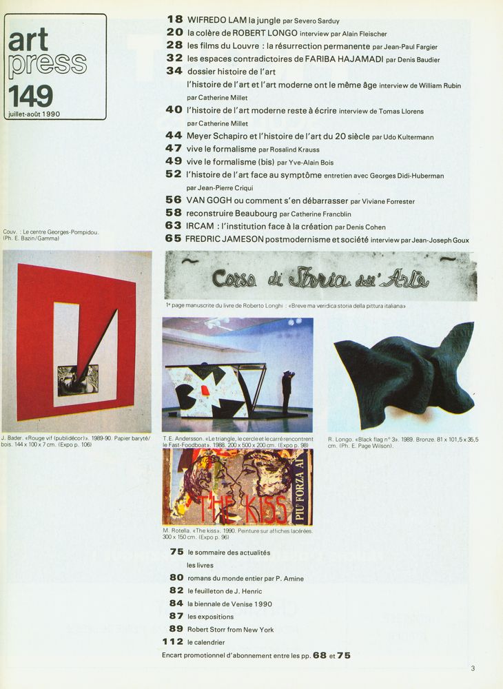 『art press』 149 JUILLET/AOUT 1990 2
