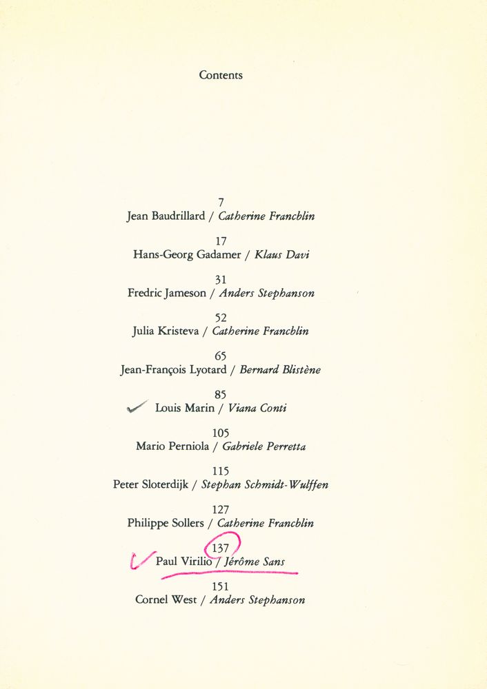 『ART and PHILOSOPHY : BAUDRILLARD, GADAMER, JAMESON, KRISTEVA, LYOTARD, MARIN, PERNIOLA, SLOTERDIJK, SOLLERS, VIRILIO, WEST』 2