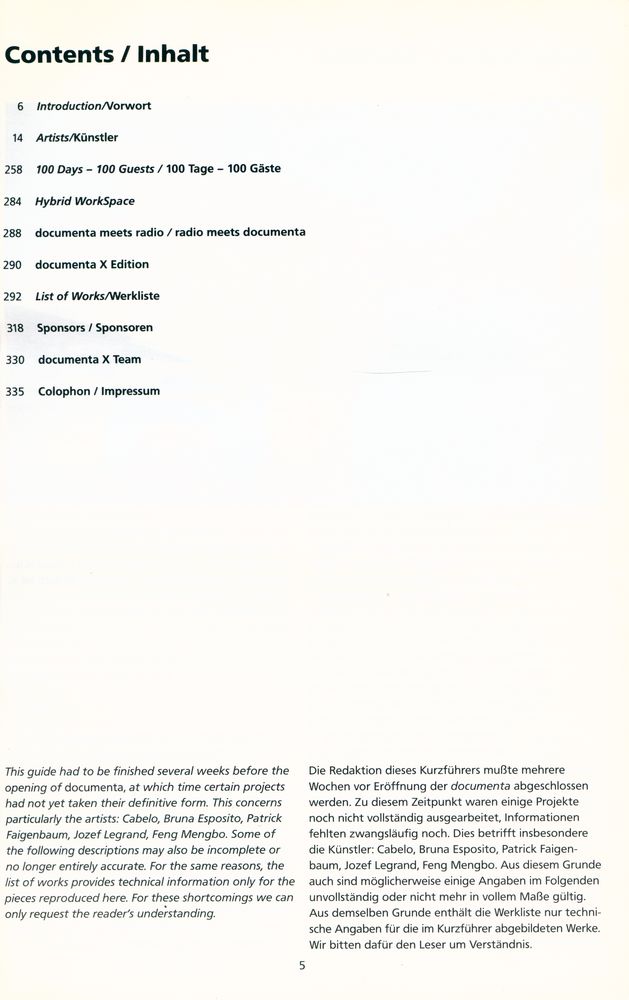 『documenta X : short guide / Kurzführer』 2