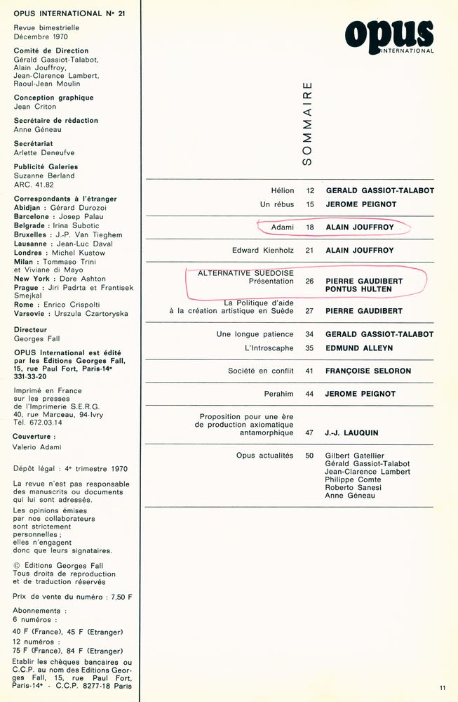 『opus INTERNATIONAL』 21 1970 2