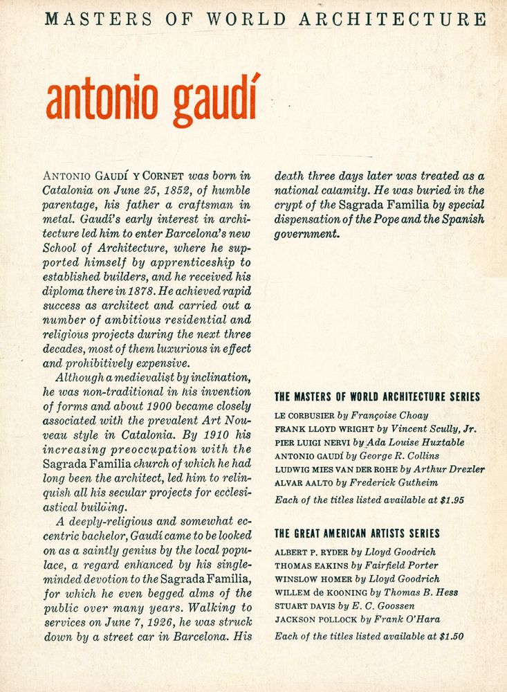 『MASTERS OF WORLD ARCHITECTURE - antonio gaudí』 3