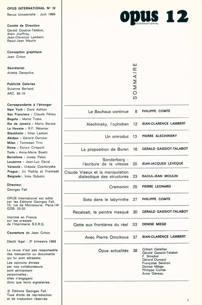 『opus INTERNATIONAL』 12 1969 2