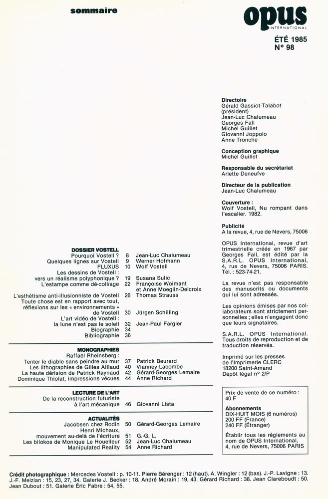 『opus INTERNATIONAL』 98 1985 2