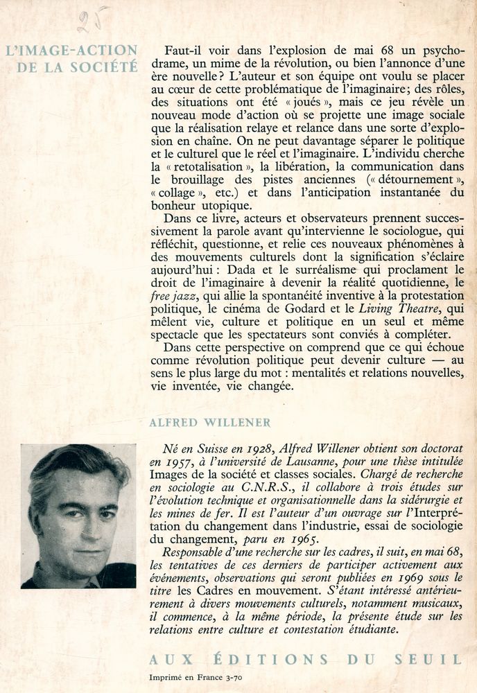 『L'IMAGE - ACTION DE LA SOCIÉTÉ : OU LA POLITISATION CULTURELLE : COLLECTIONS ESPRIT 
