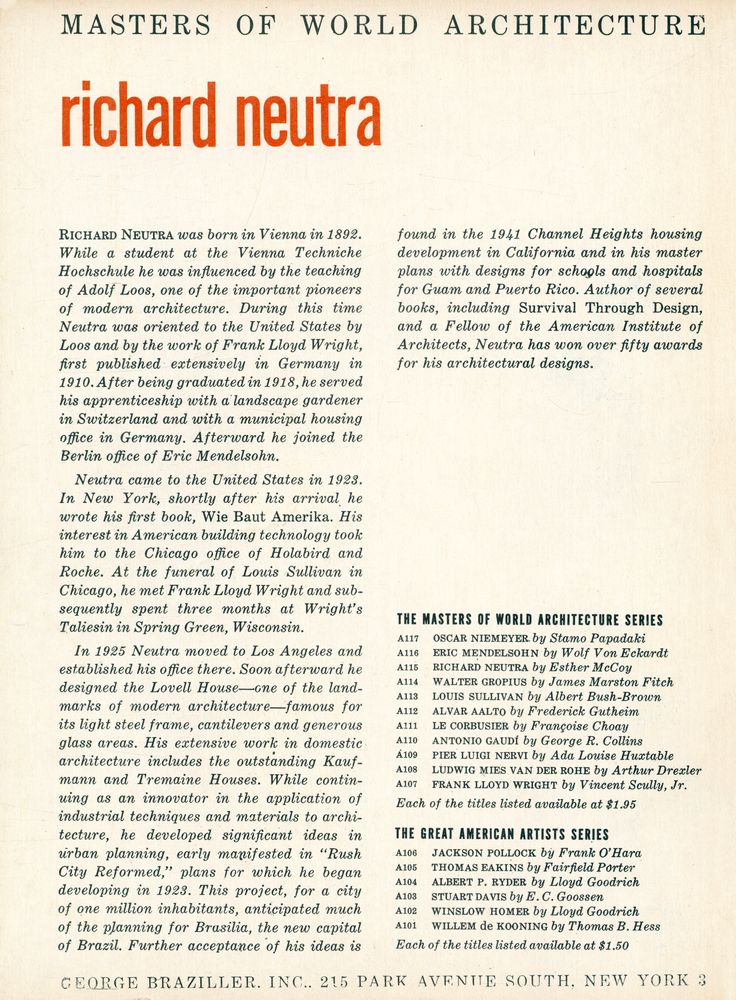『MASTERS OF WORLD ARCHITECTURE - richard neutra』 3