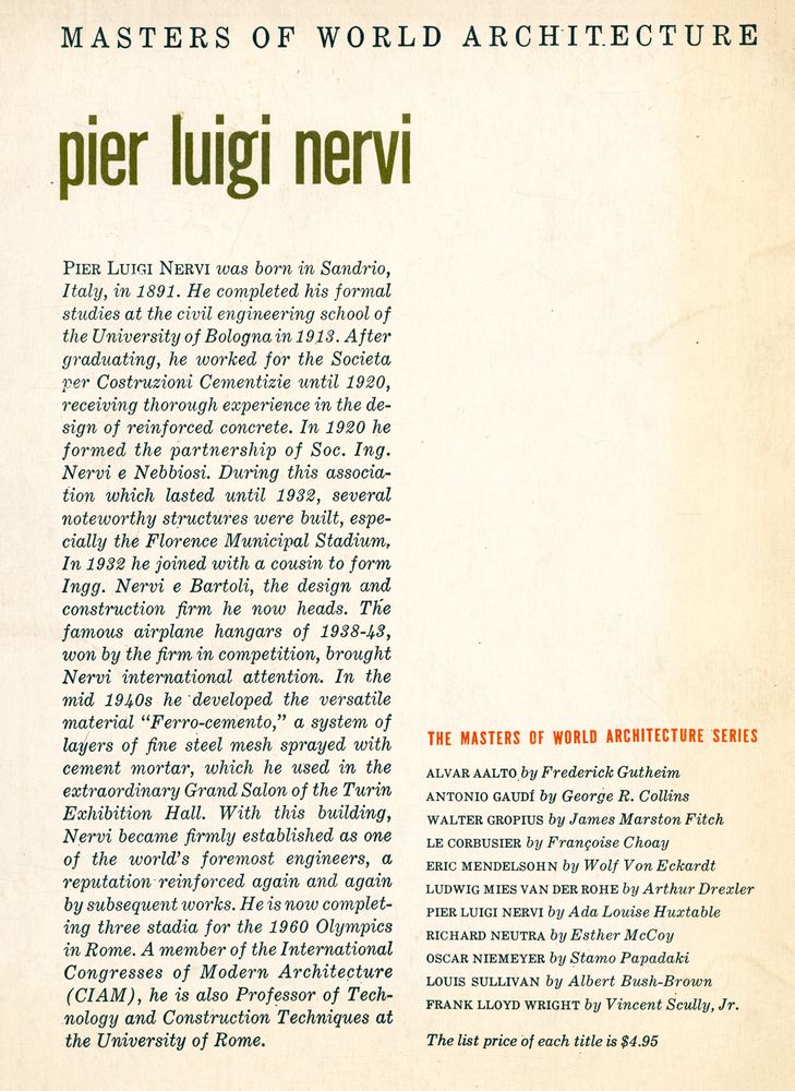 『MASTERS OF WORLD ARCHITECTURE - pier luigi nervi』 3