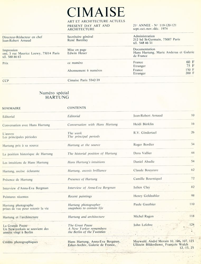 『CIMAISE』 21e ANNE - Nº 119 - 120 - 121 sept. - oct. - nov. - déc. 1974 2