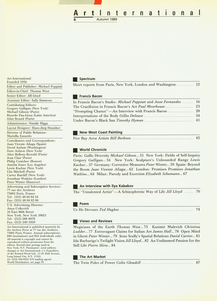 『Art International』 8 Autumn 1989 2