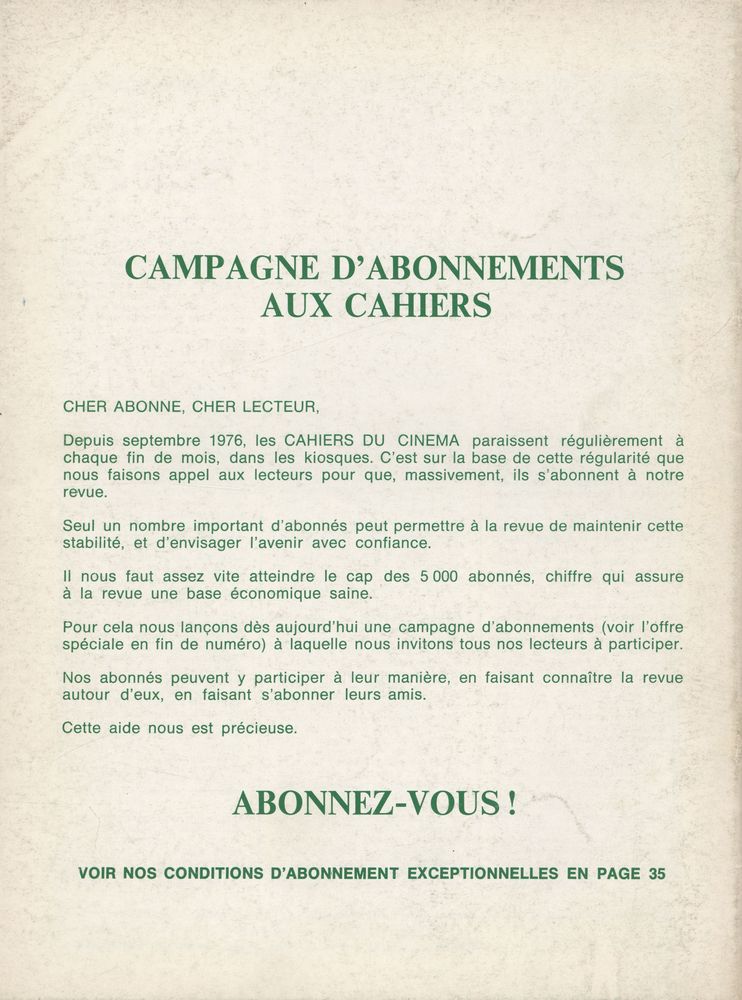 『cahiers du CINEMA』 Nº 282 NOVEMBRE 1977 3