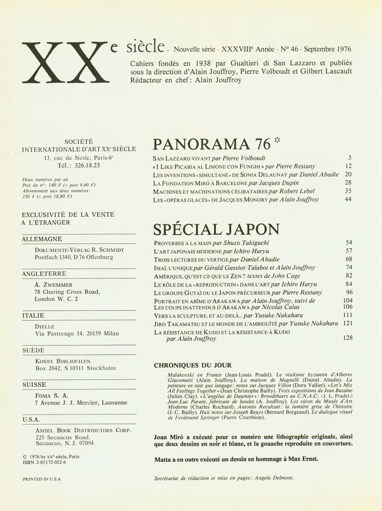 『XXe siècle』 Numero 46 Septembre 1976 3