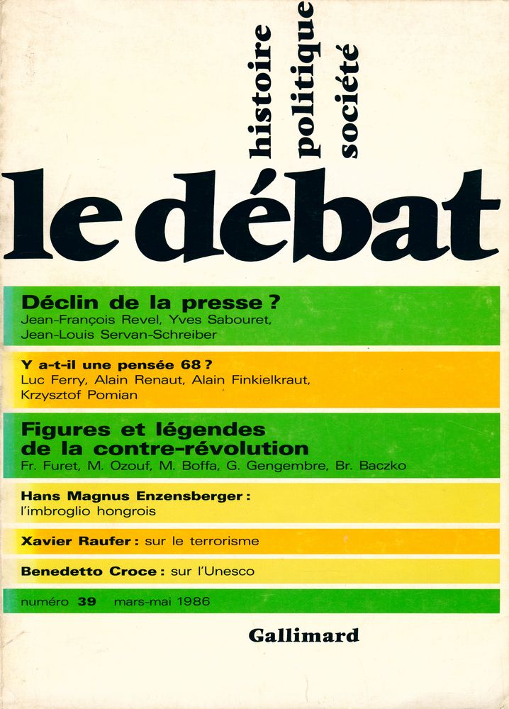 『le débat』 39 mars - mai 1986 1