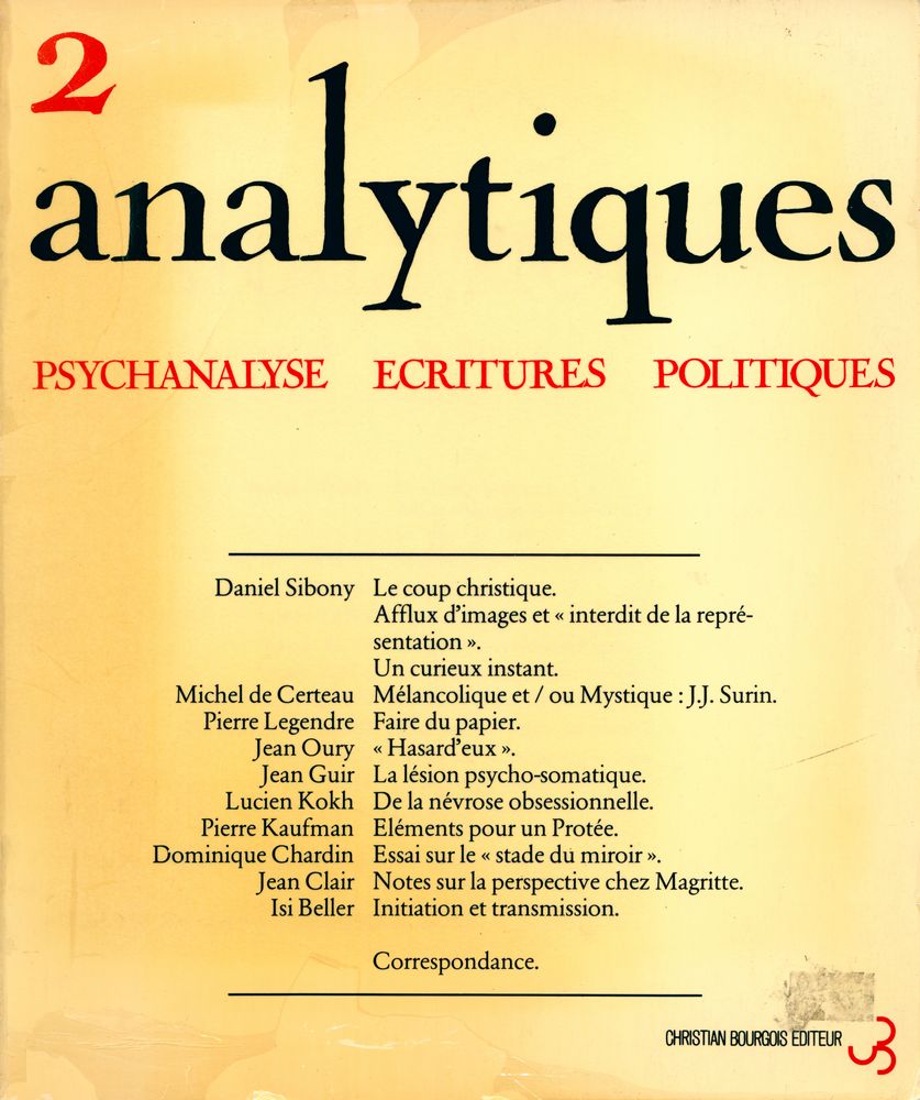 『analytiques』 N°2 OCTOBRE 1978 1