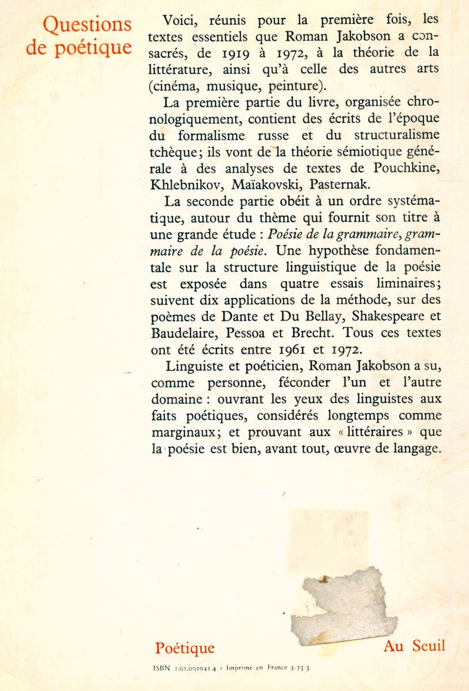 『Questions de poétique』 4