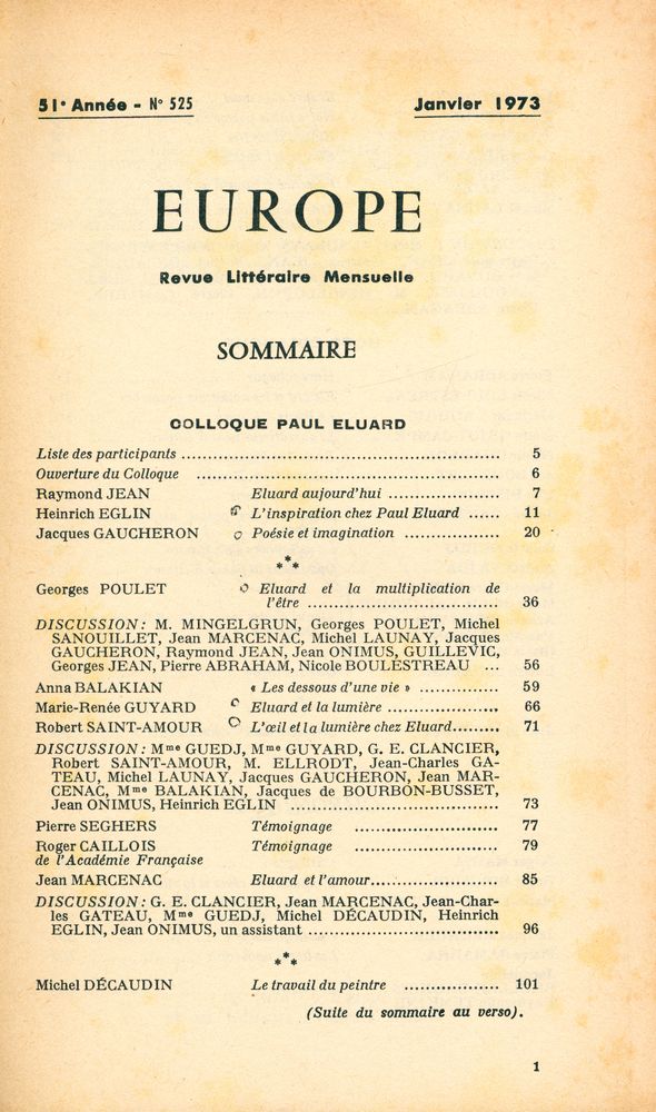 『EUROPE』 Janvier 1973  2