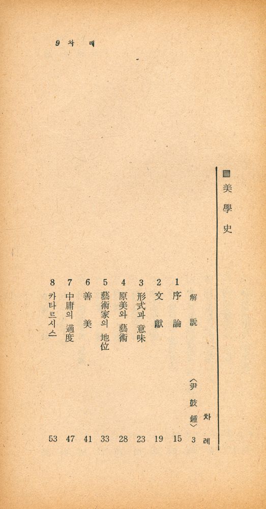 『瑞文文庫 185 - 美學史(서문문고 185 - 미학사)』 2