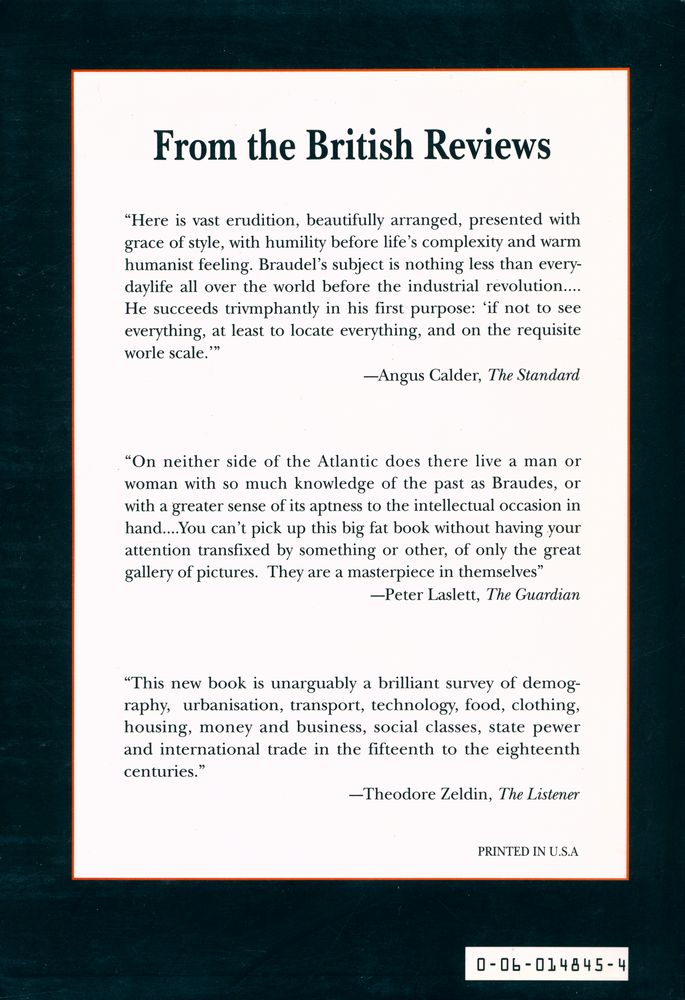 『Civilization & Capitalism 15th - 18th Century Volume 1 - The Structures of Everyday Life』 7