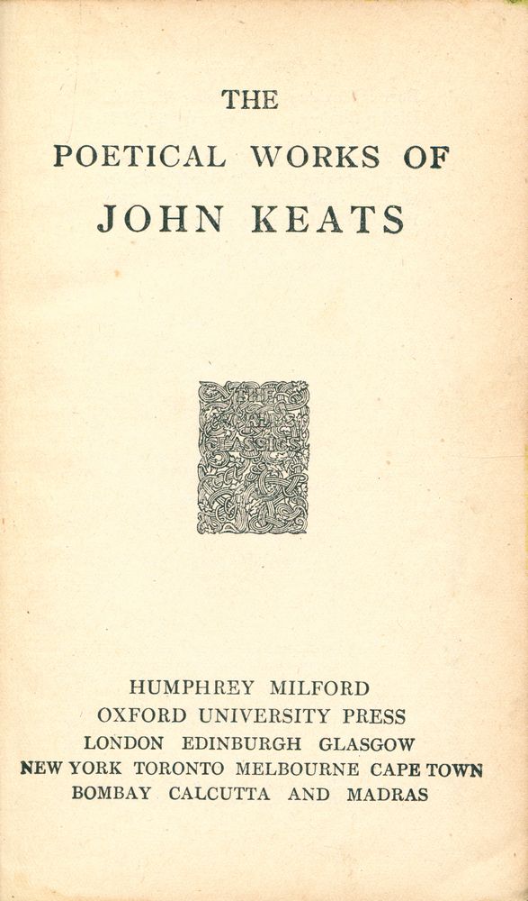 『The Poetical Works of John Keats』 1