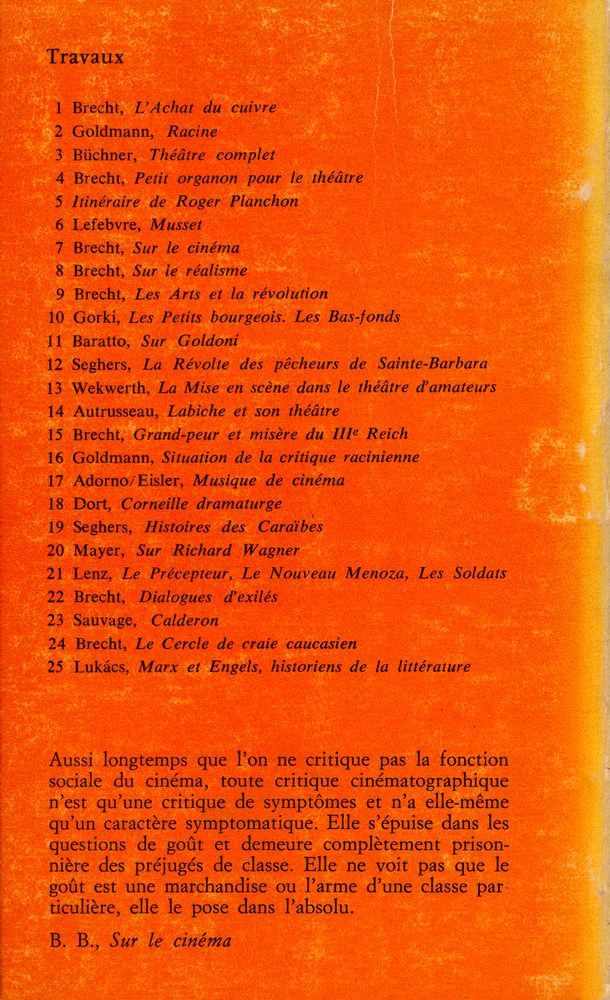 『Ecrits sur la littérature et l'art 1 -  Sur le cinéma』 6