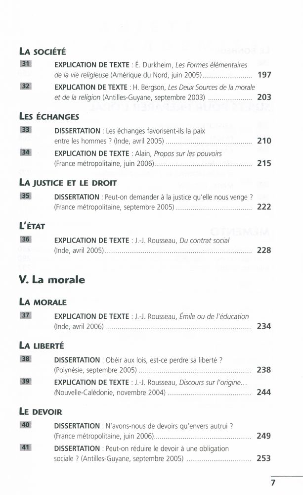 『Bac 2007 Philosophie: L - ES - S : Annales ABC : Sujets corrigés』 5