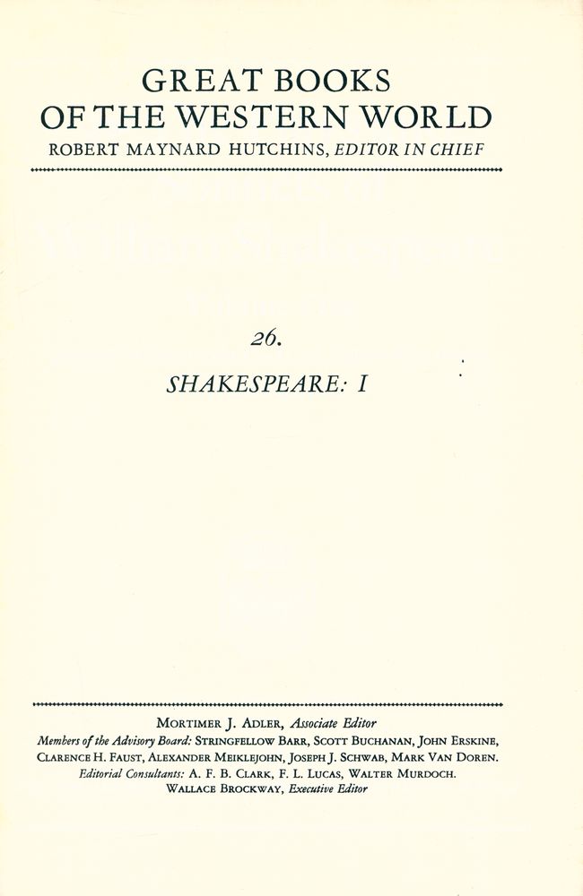 『GREAT BOOKS OF THE WESTERN WORLD : 26 SHAKESPEARE Ⅰ』 1